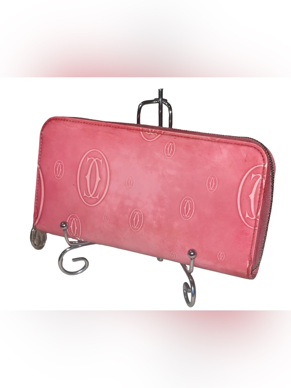 Authentic Vintage Cartier Happy Birthday Zip-Around Wallet – Pink Patent Leather